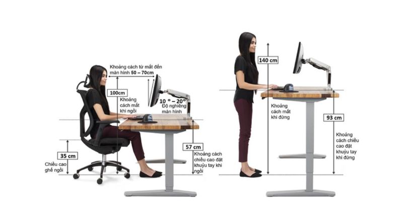 Tiêu chuẩn chiều cao của bàn làm việc