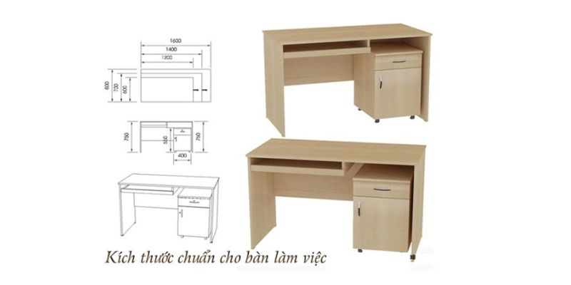 Kích thước bàn làm việc nhân viên chuẩn