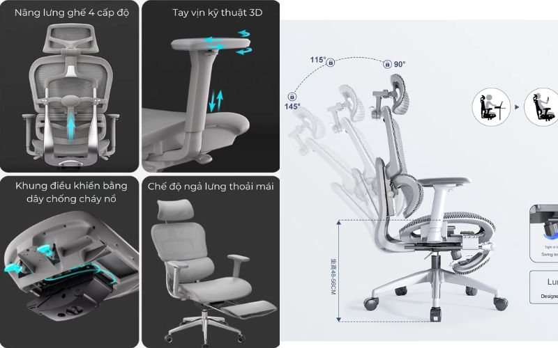 Một số tính năng linh hoạt của ghế ngồi làm việc