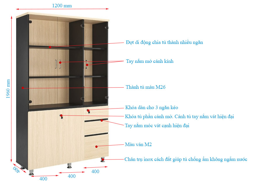 Bố cục lưu trữ thông minh của tủ LE1960 3G4D