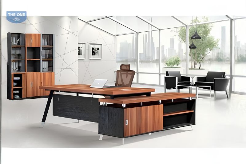 Bàn làm việc chữ L 1m6 tích hợp nhiều tiện ích