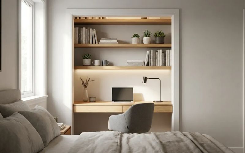 Các mẫu bàn làm việc kết hợp với kệ sách