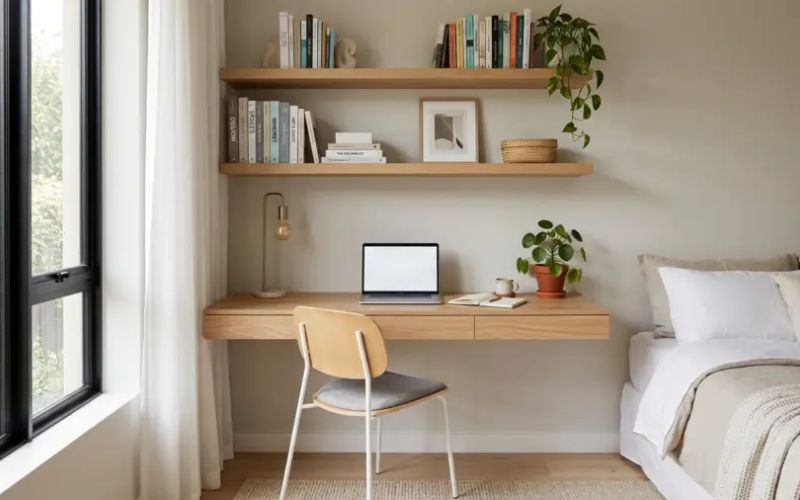 Các mẫu bàn làm việc trong tường phòng ngủ