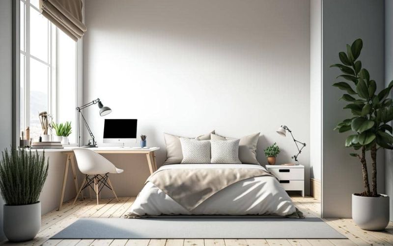 Đặt bàn làm việc ngay đầu đầu giường trong phòng ngủ