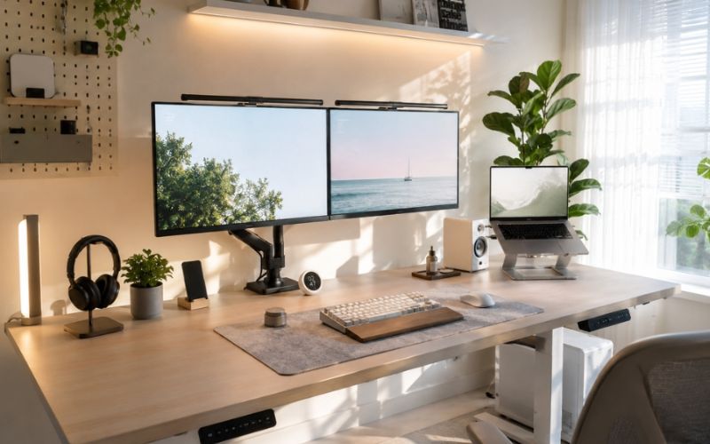 Kích thước của bàn khi setup 2 nàm hình máy tính